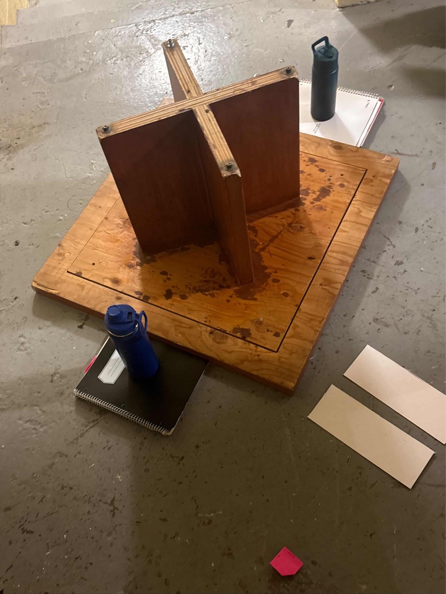 Bridge component during gluing and assembly