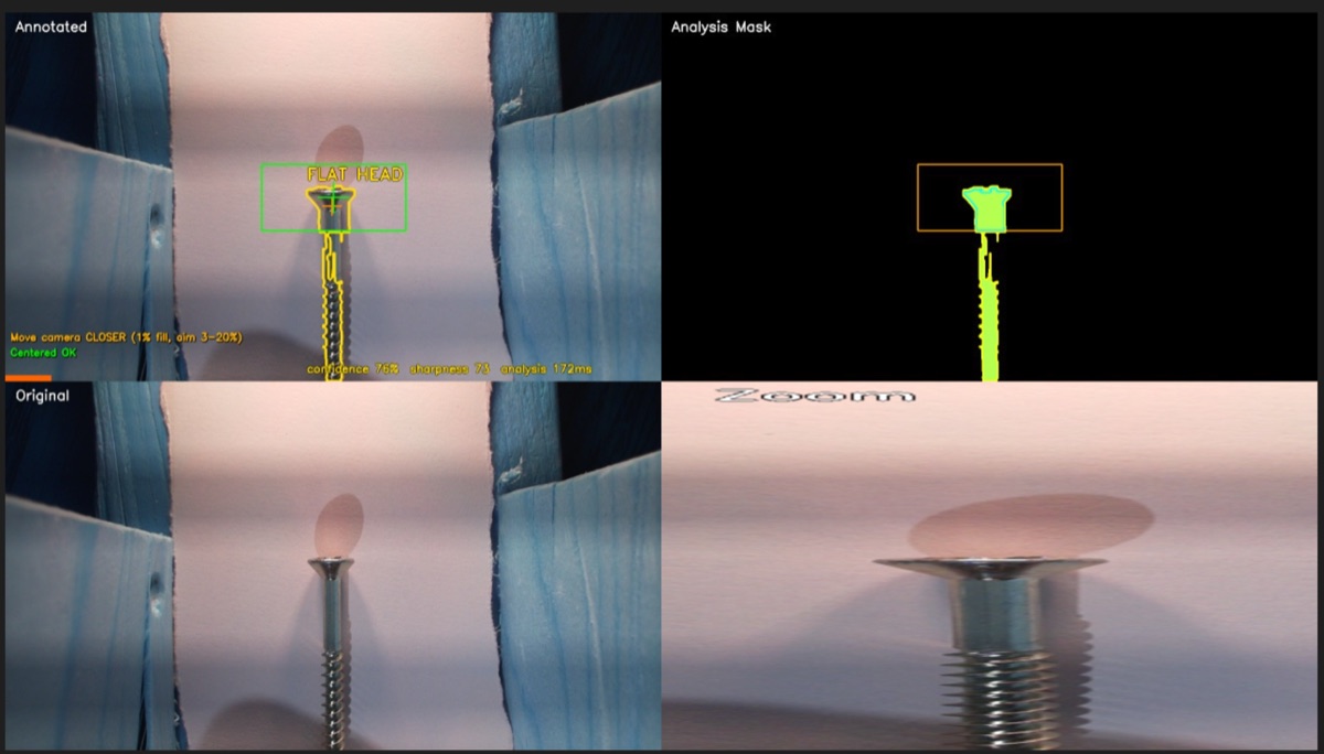 Computer-vision detection views for screw classification